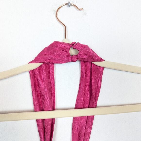 NWT Ronny Kobo Pink Satin Jacquard Claire Halter Top - Picture 5 of 9